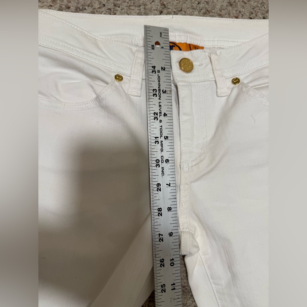 Tory Burch White Boot Cut Jeans Distressed Style - Picture 9 of 9